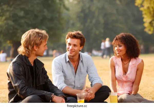 Friends enjoying a park picnic