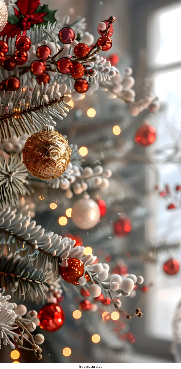 Christmas tree decorated with Christmas ornaments