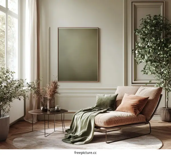 Elegant Living Room Interior Design with Minimalist Artwork