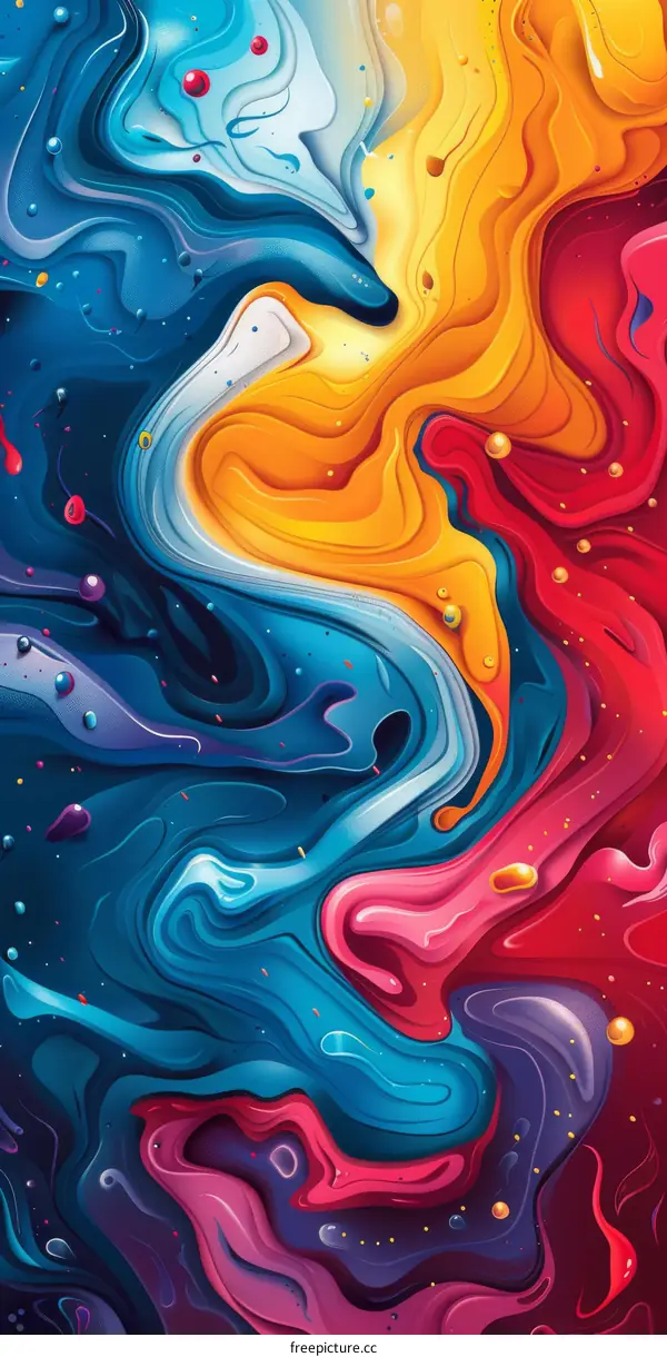 Abstract Colorful Liquid Flow Art