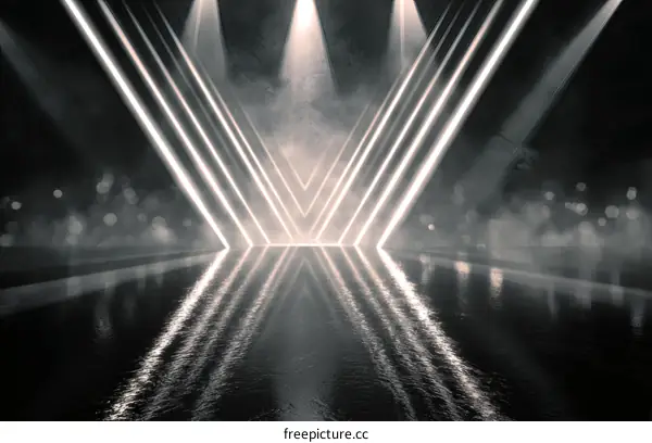 Abstract Neon Stage Design with Light Beams