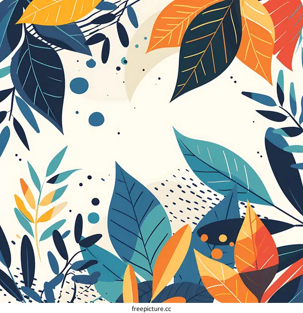 Abstract Tropical Leaves Background With Colorful Details