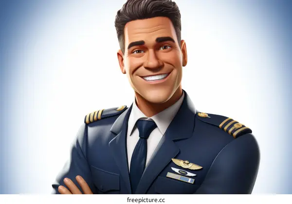 Happy pilot in uniform