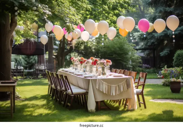 Stunning Outdoor Garden Party Event with Long Table Centerpiece