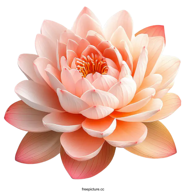 [Transparent Background PNG]Closeup of a Beautiful Peachy Pink Lotus Flower