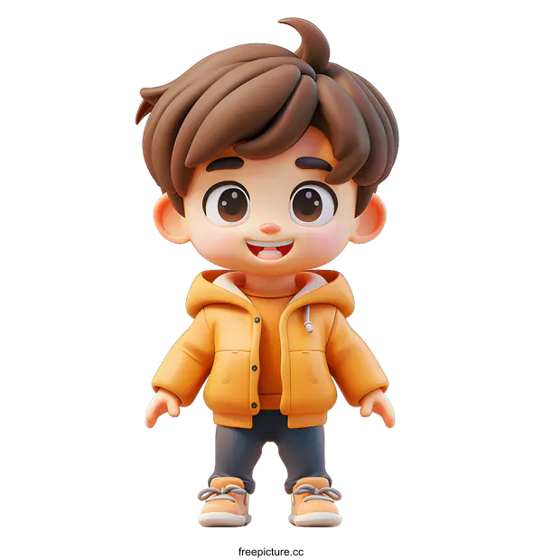 [Transparent Background PNG]Cute Cartoon Boy Wearing Yellow Jacket