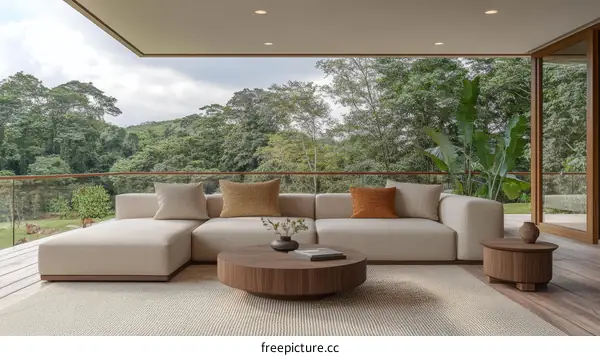 Modern Outdoor Living Room with Sectional Sofa