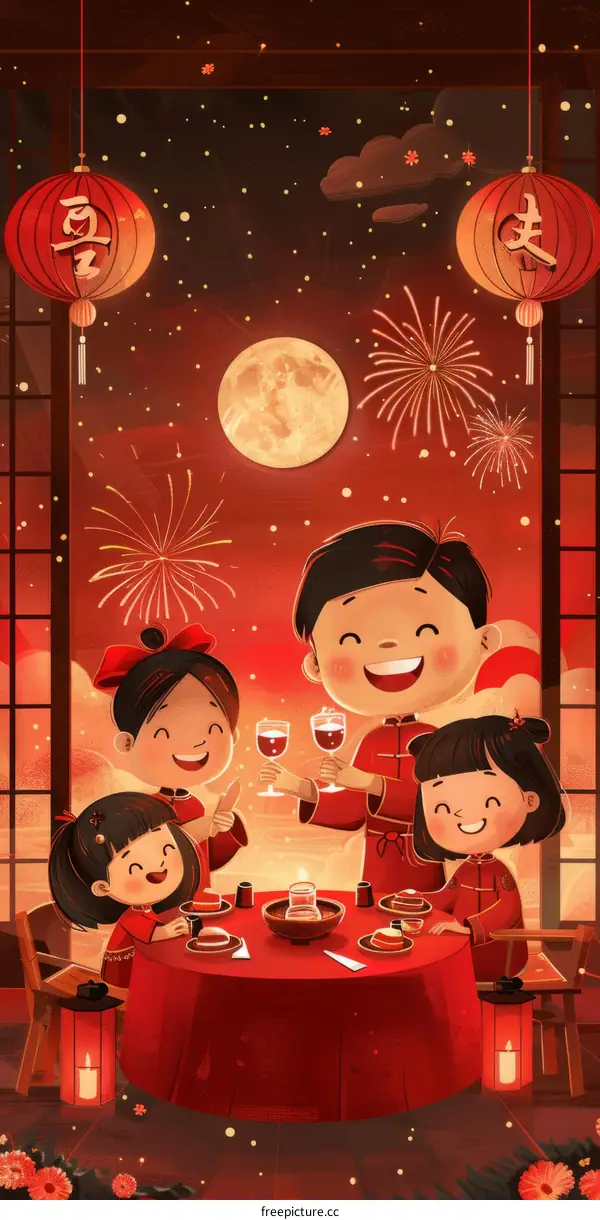 A family reunion dinner on Chinese New Year's Eve