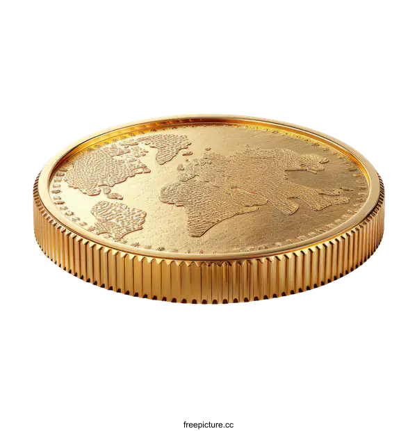 [Transparent Background PNG]Golden Coin World Map