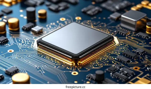High-Tech Circuit Board with Processor