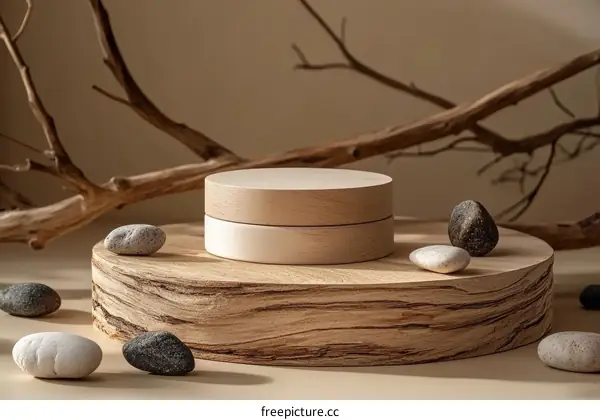 Natural Wooden Display Stand for Cosmetics