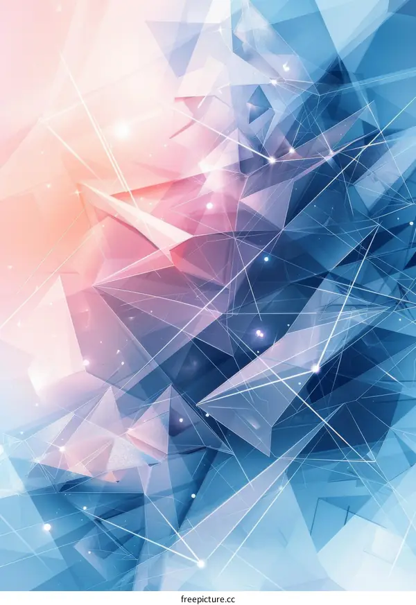 Blue and Pink Geometric Shapes with Lines