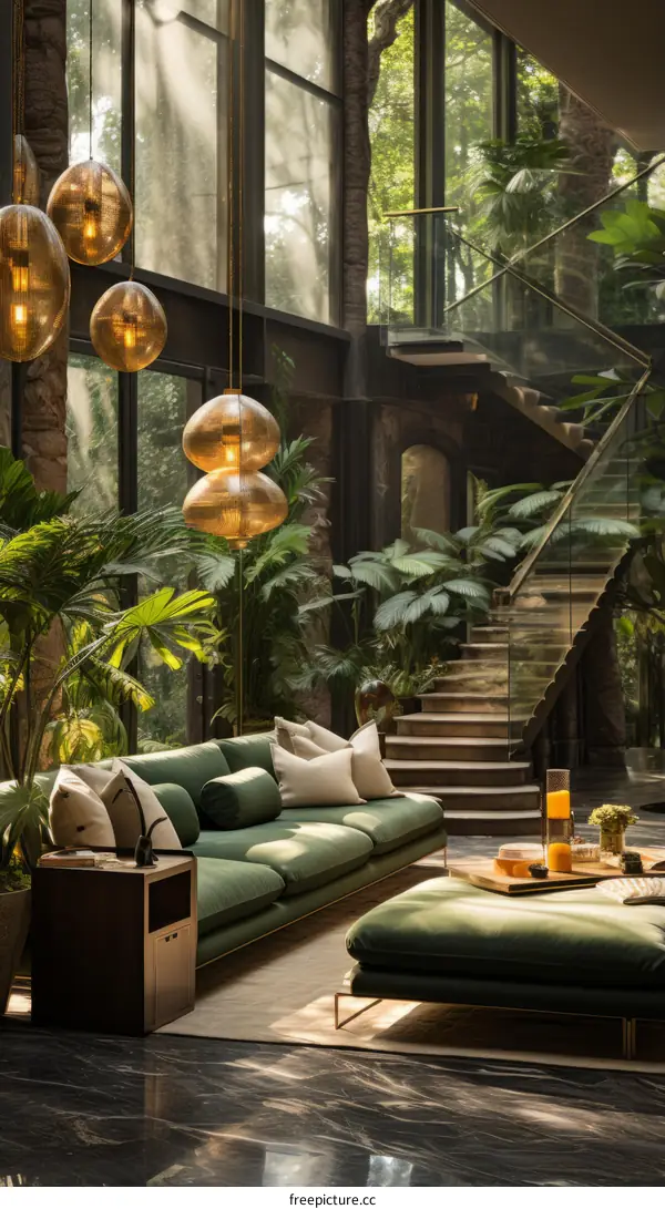 Stairway to the jungle living room