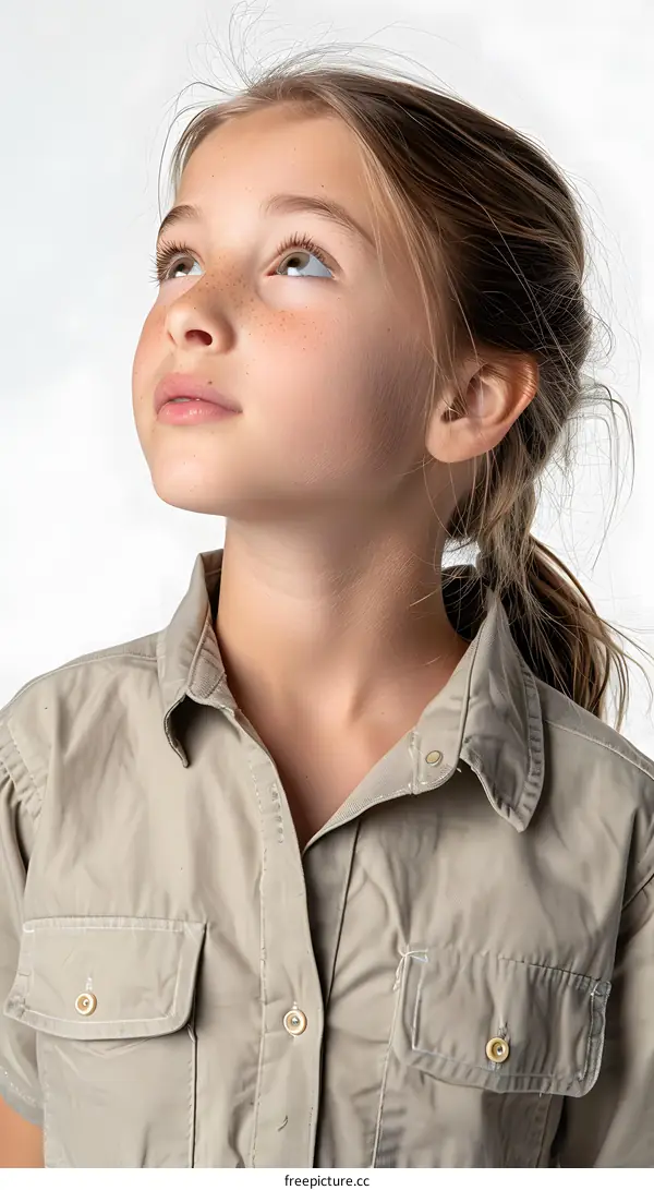 Young Girl Looking Up in Awe