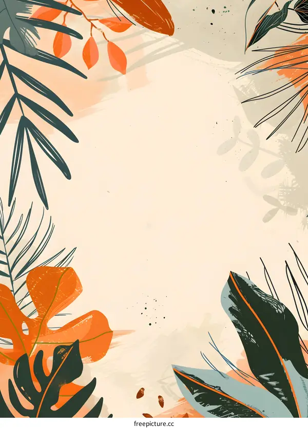 Abstract Tropical Leaves Illustration Background