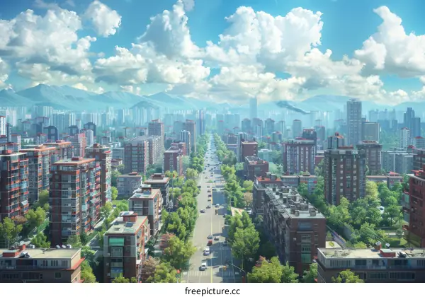 Cityscape Aerial View of Urban Landscape