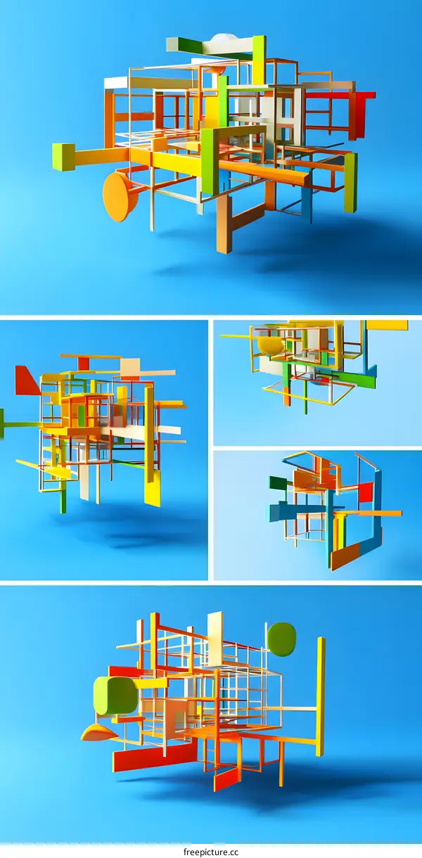 Abstract 3D Colorful Geometric Design Structure