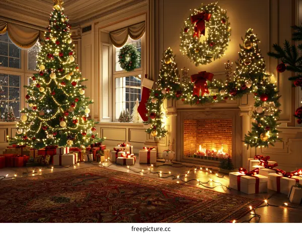 Exquisitely Decorated Christmas Living Room