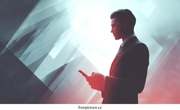 Businessman using mobile phone in the city