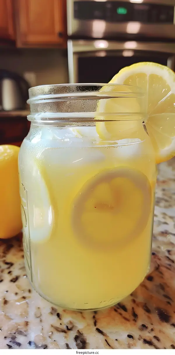 Refreshing Homemade Lemonade in Glass Jar