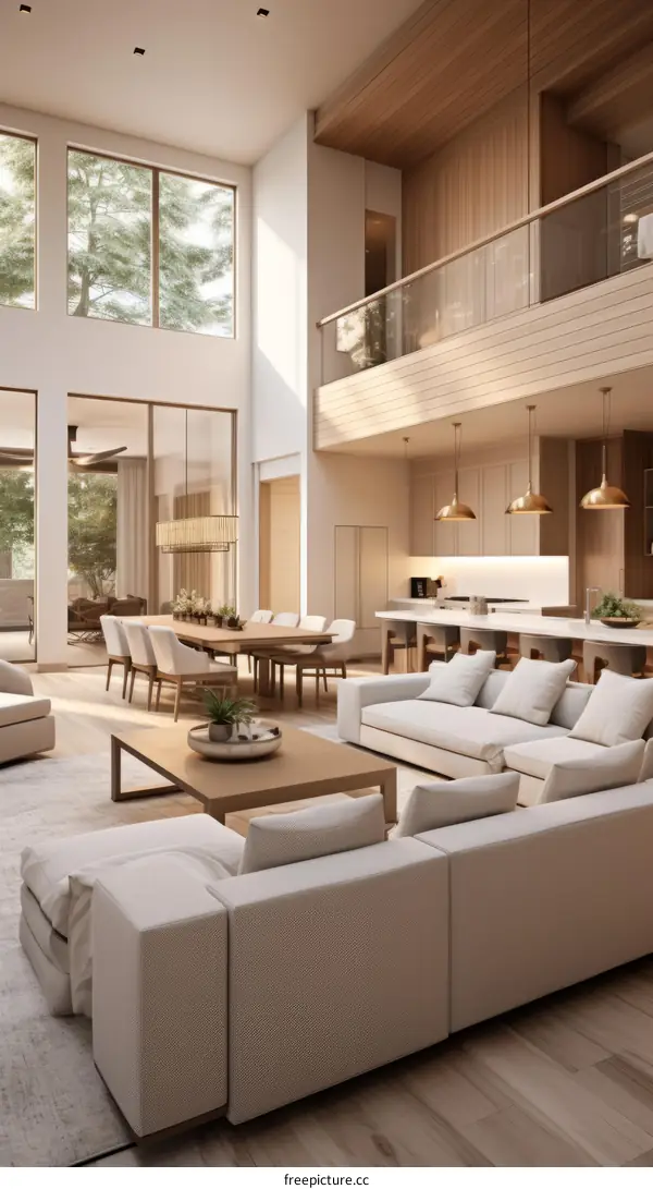 Bright and Airy Modern Living Room With High Ceiling
