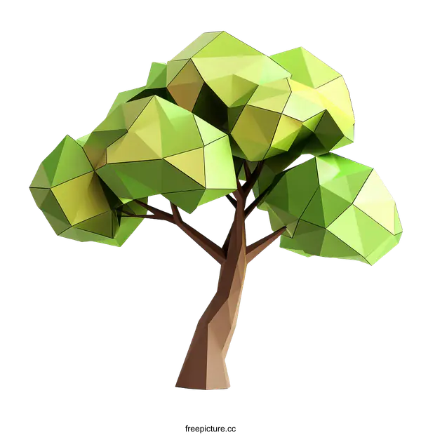 [Transparent Background PNG]Abstract Low Poly Tree Illustration