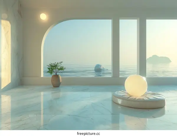 Modern Minimalist Interior Design with Ocean View