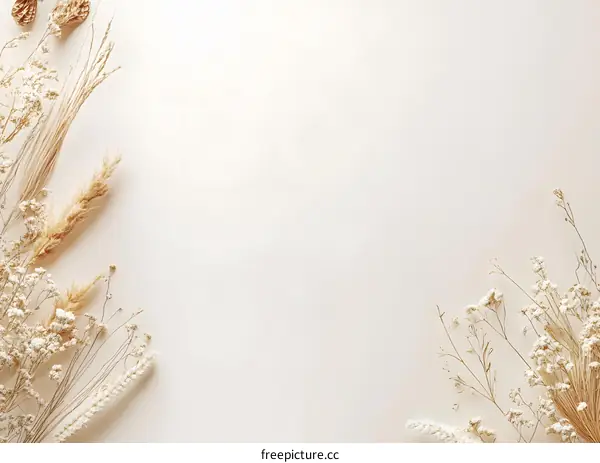 Minimalist Dried Flowers on White Background