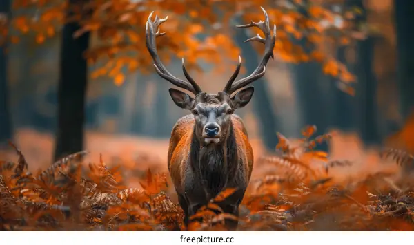 Majestic Red Deer in Autumn Forest