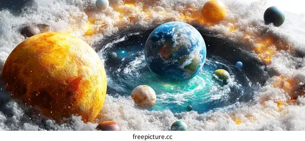 Planets in a galaxy illustration