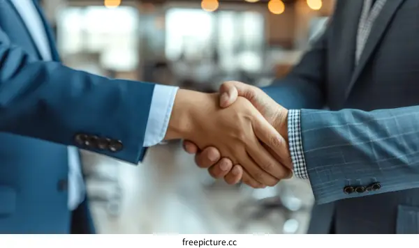 Businessmen in suits shaking hands