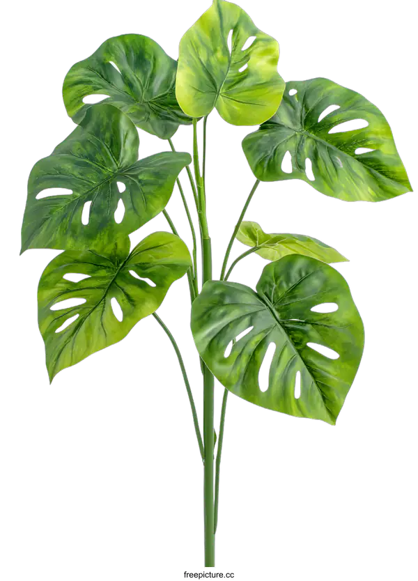 [Transparent Background PNG]Green Monstera Plant Isolated on White Background
