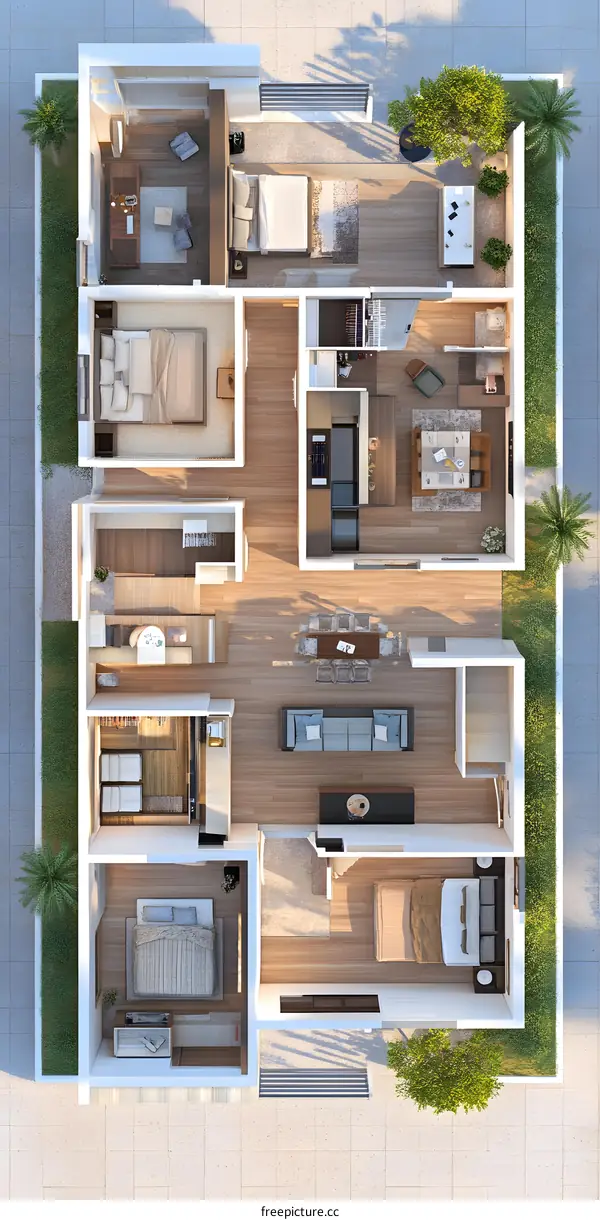 Modern Apartment Floor Plan Design With Top View