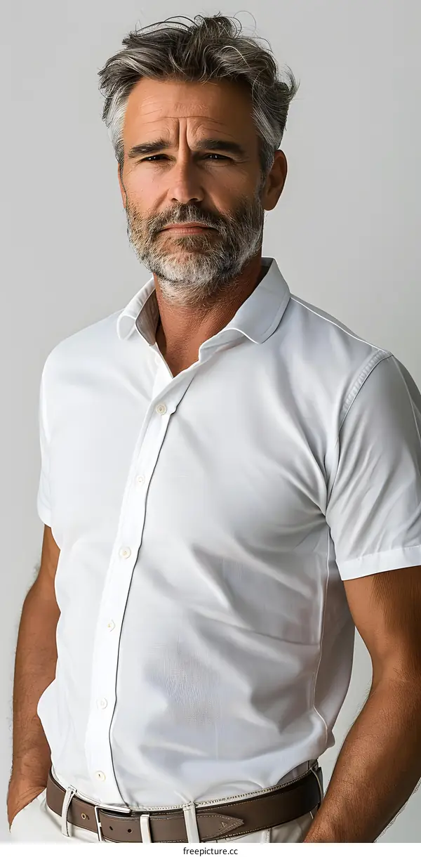Portrait of a handsome man with grey hair and beard