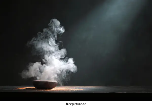 Steaming Bowl with Smoky Clouds