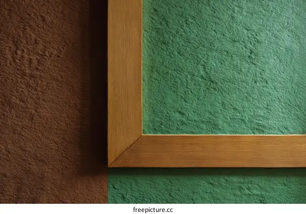 Wooden Frame Separating Two Textured Walls