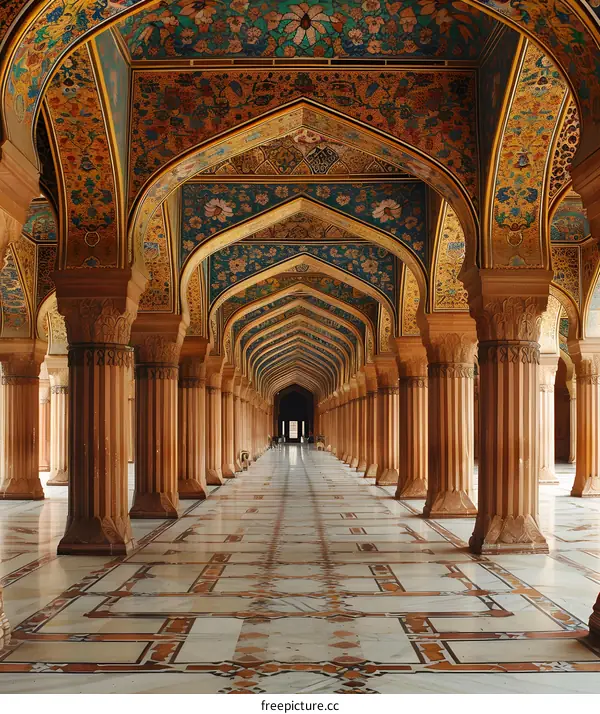 Ornate Columns and Archways in a Historic Building