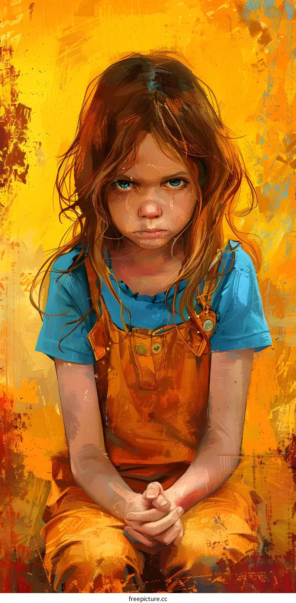 Portrait of a girl with orange background