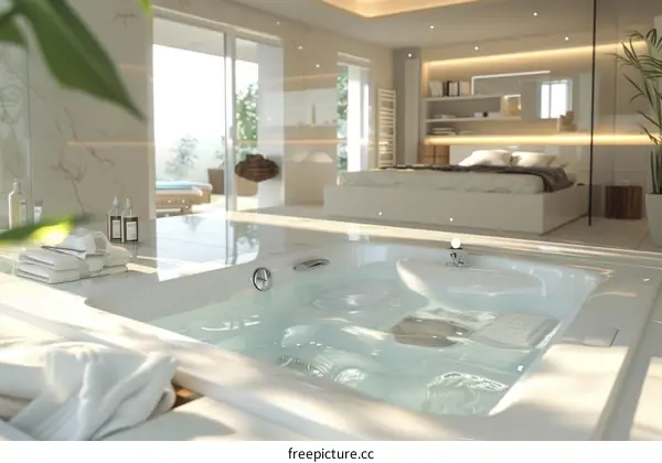 Modern Minimalist Bathroom Design with Bathtub and Shower