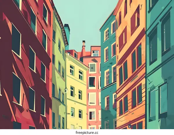 Colorful Architecture In A Narrow Street