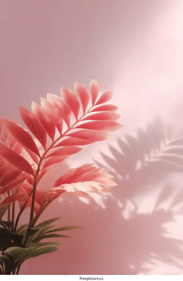 Pink Plant Silhouette Against a Pastel Background