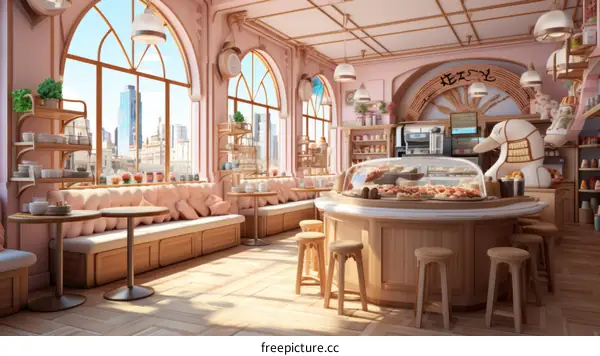 A Pink Bakery with Large Windows