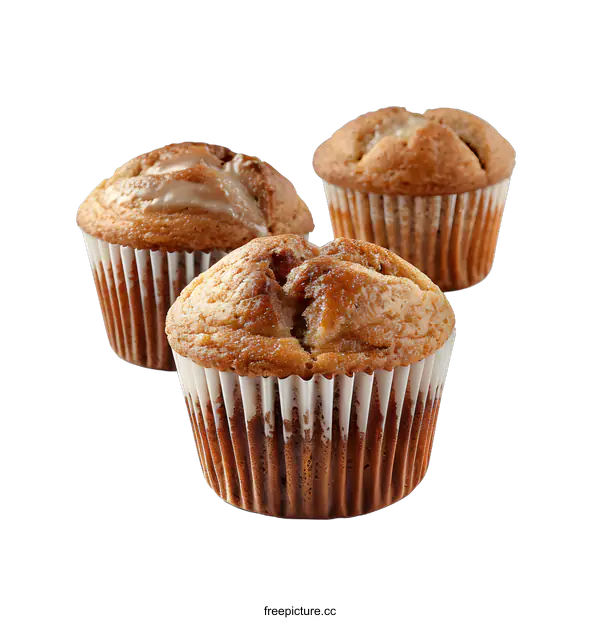 [Transparent Background PNG]Three muffins on a white background