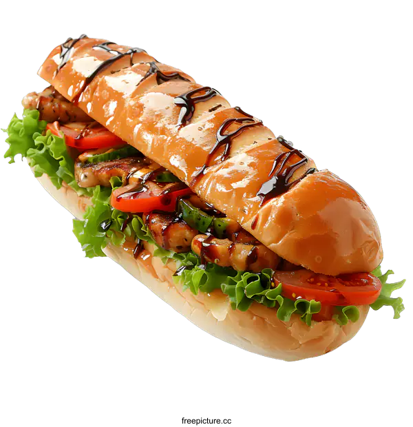 [Transparent Background PNG]A delicious sandwich with fresh vegetables
