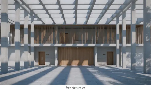 Modern Architectural Design with Glass Ceiling and Wooden Elements