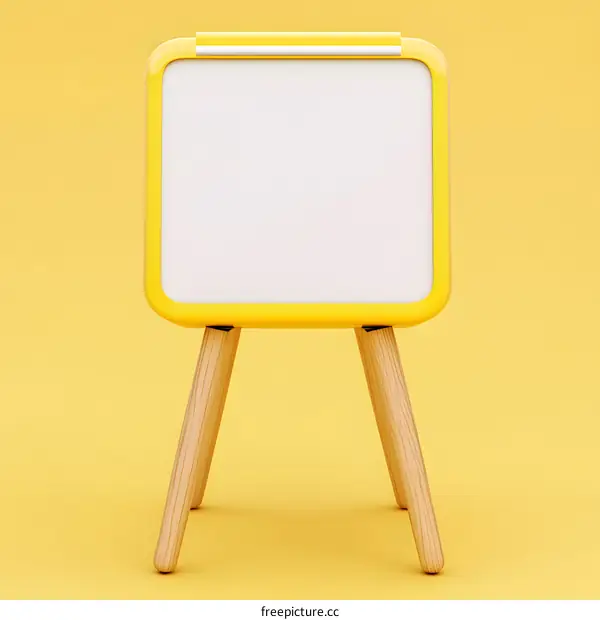 Yellow Whiteboard Easel on Yellow Background