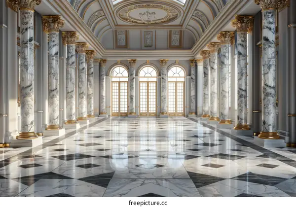 Grand Marble Hall Interior Design Illustration