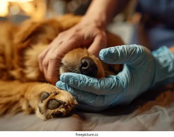 Veterinarian Examining Dog's Nose