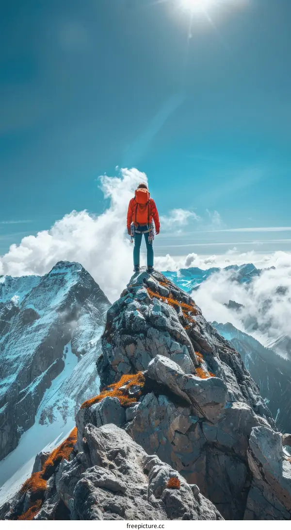 Man standing on the top of a mountain looking at the view