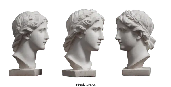 [Transparent Background PNG]Ancient Greek Busts in Profile View